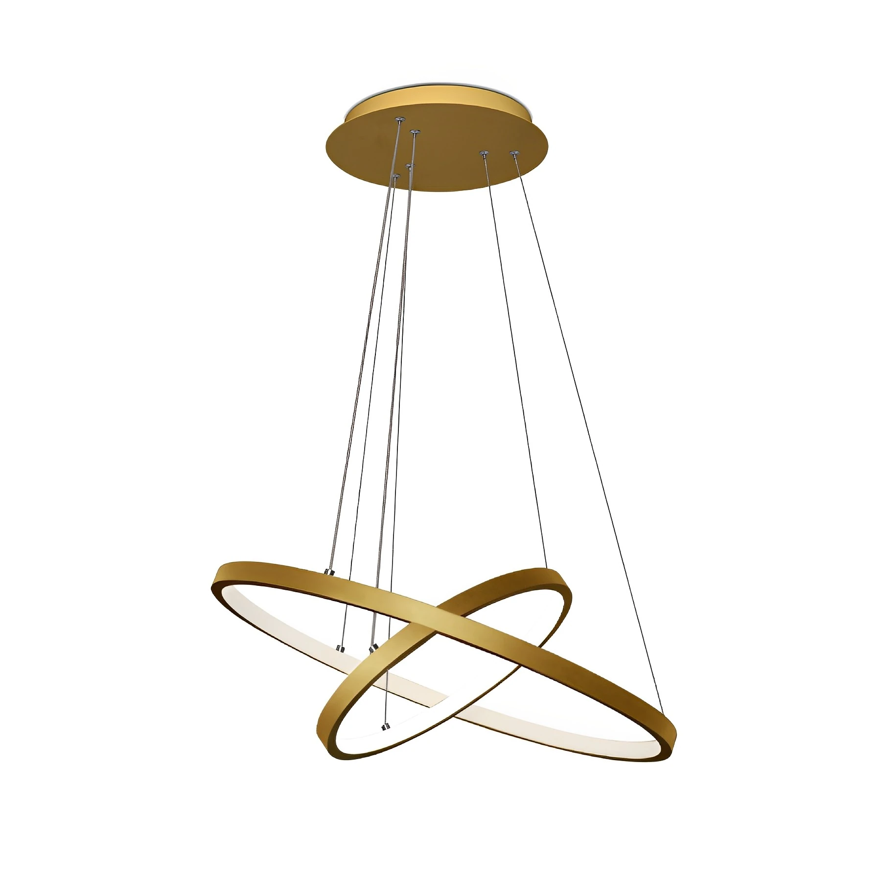 Pendente Redondo com LED Dourado Ring 2 Halos Luz Amarela SL Imports