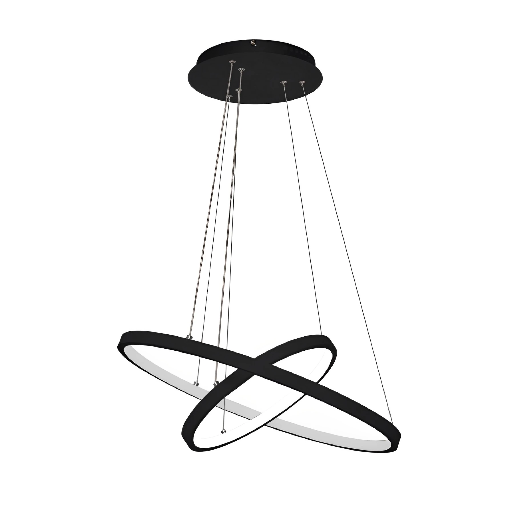 Pendente Redondo com LED Preto Ring 2 Halos Luz Amarela SL Imports