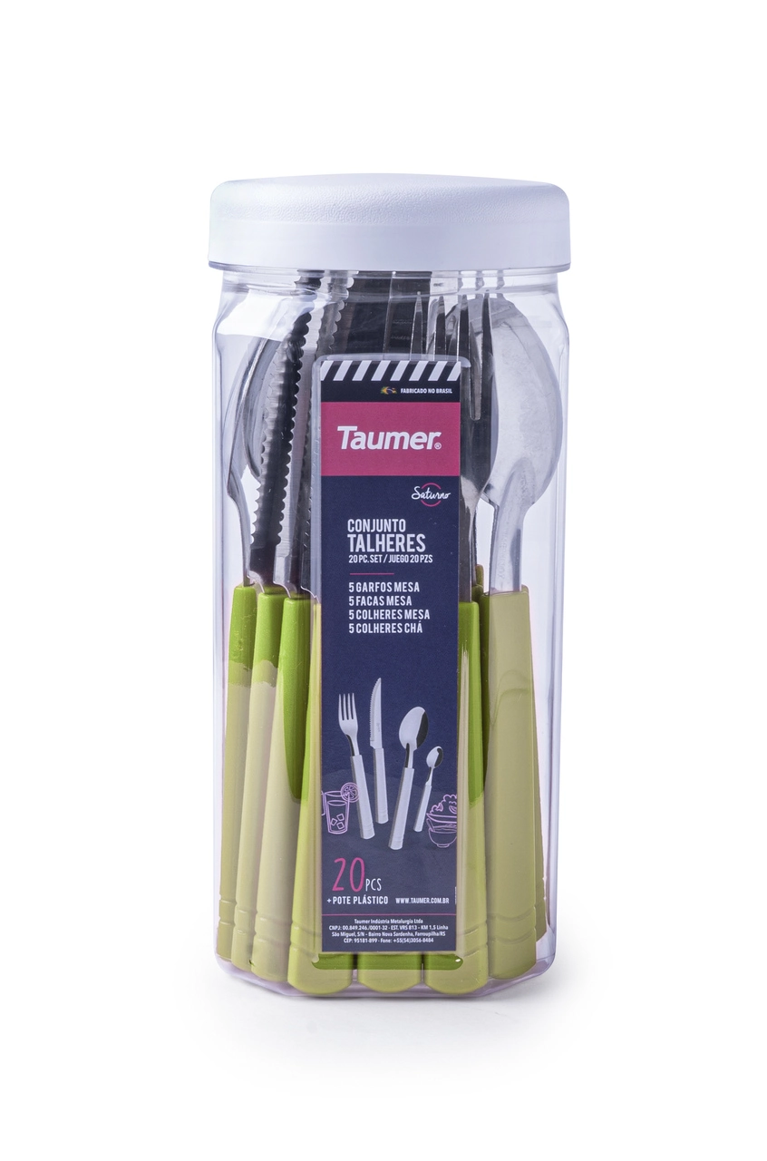 Conjunto De Talheres Taumer Saturno Verde Pote C/20