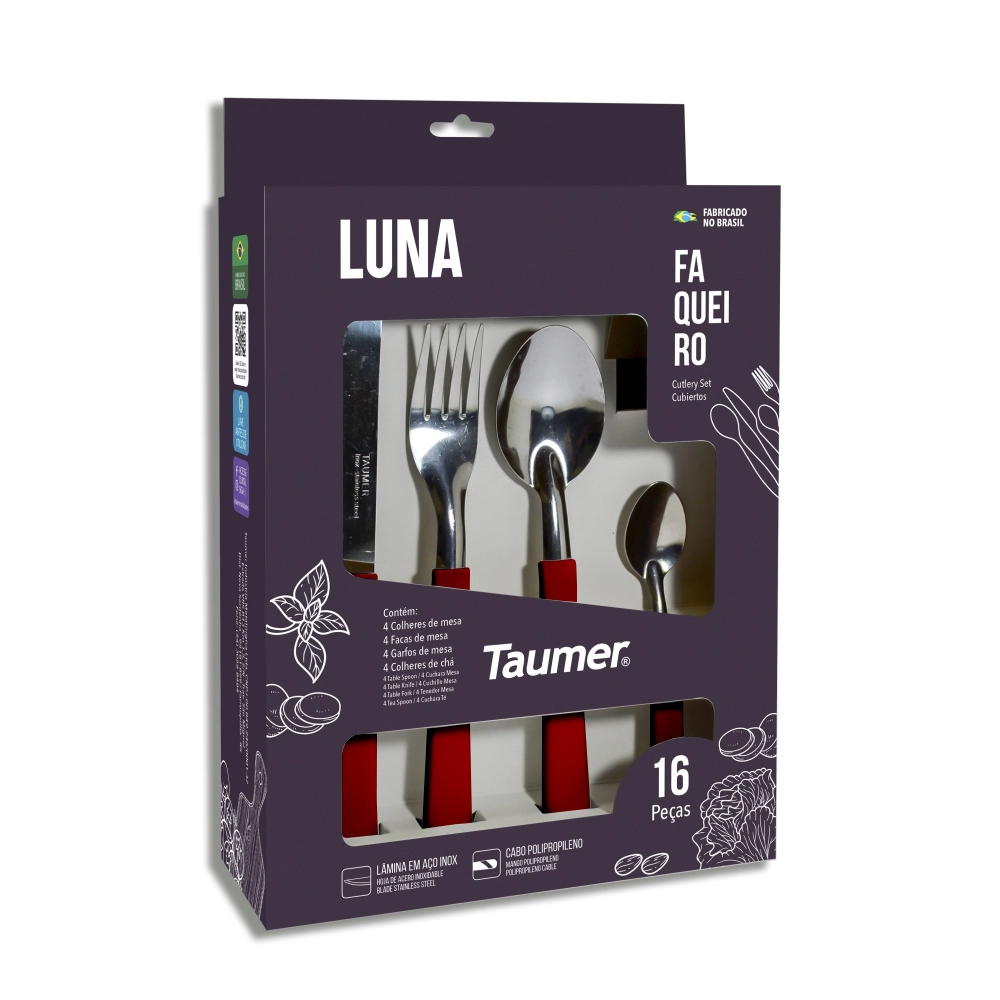 Faqueiro Taumer Luna Vermelho C/16