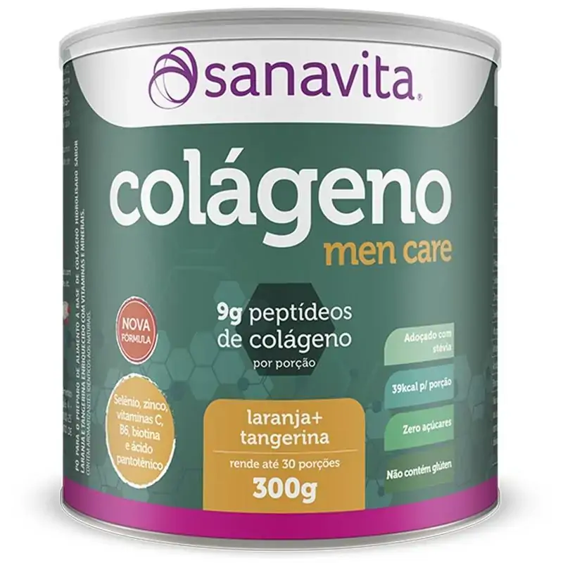 Colágeno Hidrolisado Men Care Laranja E Tangerina 300g Sanavita