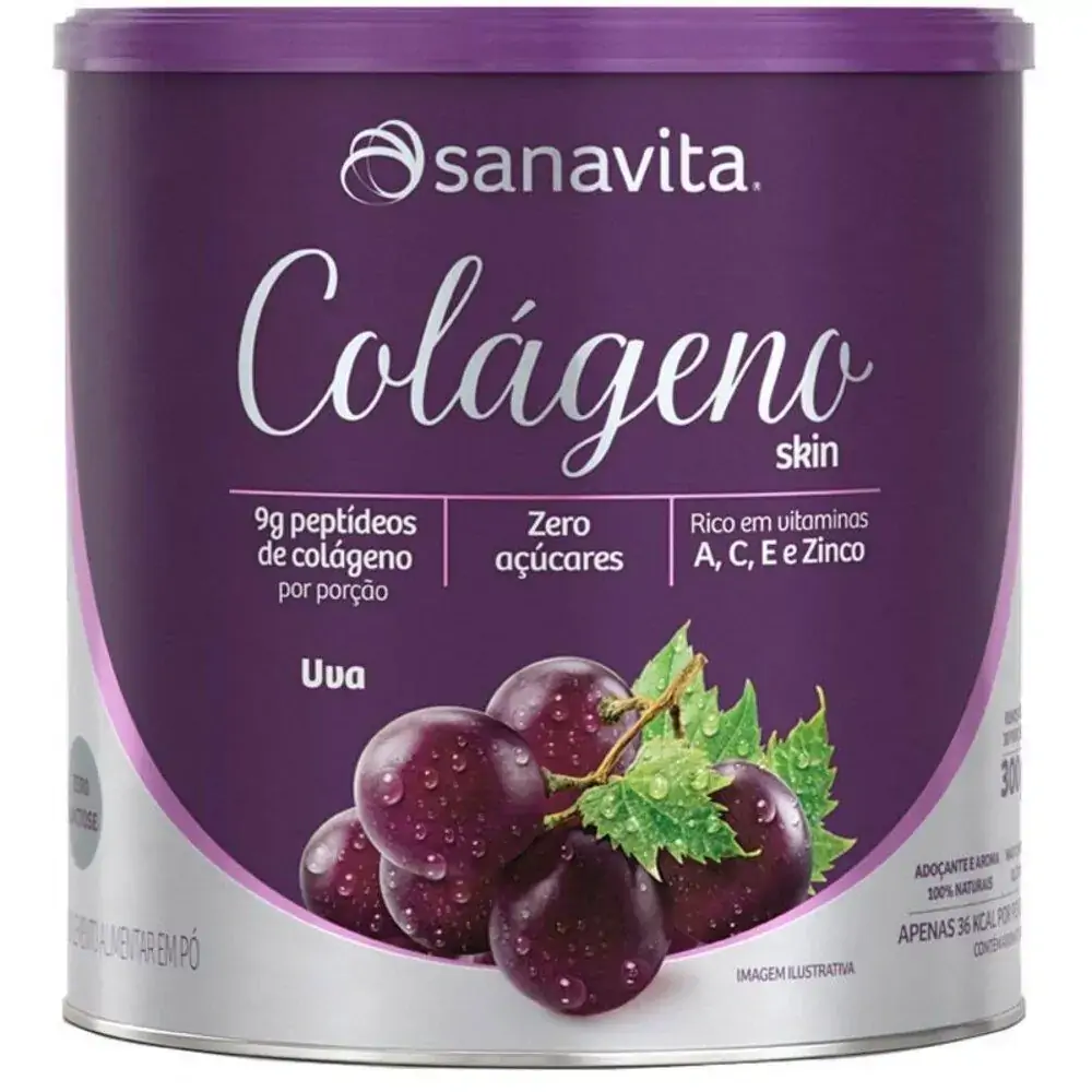 Colágeno Hidrolisado em pó Sanavita 300g Uva