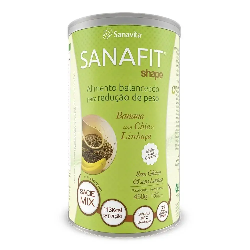 Sanafit Shape Banana Com Chia E Linhaça 450g Sanavita