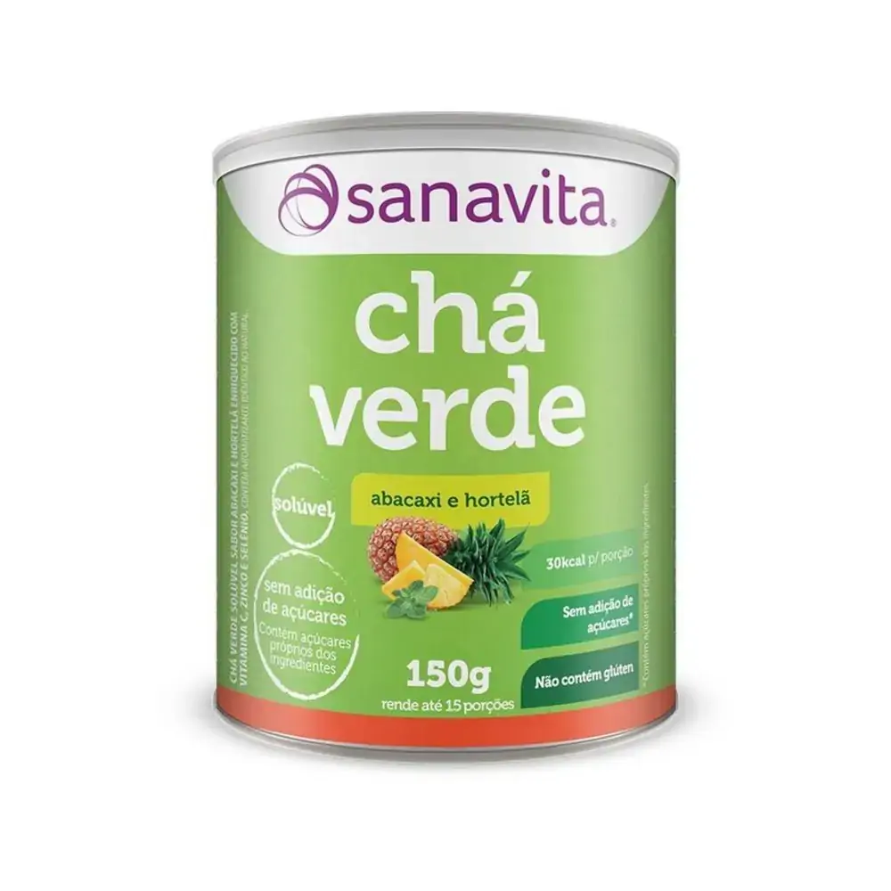 Cha Verde Lata Abacaxi Com Hortela 150g Sanavita