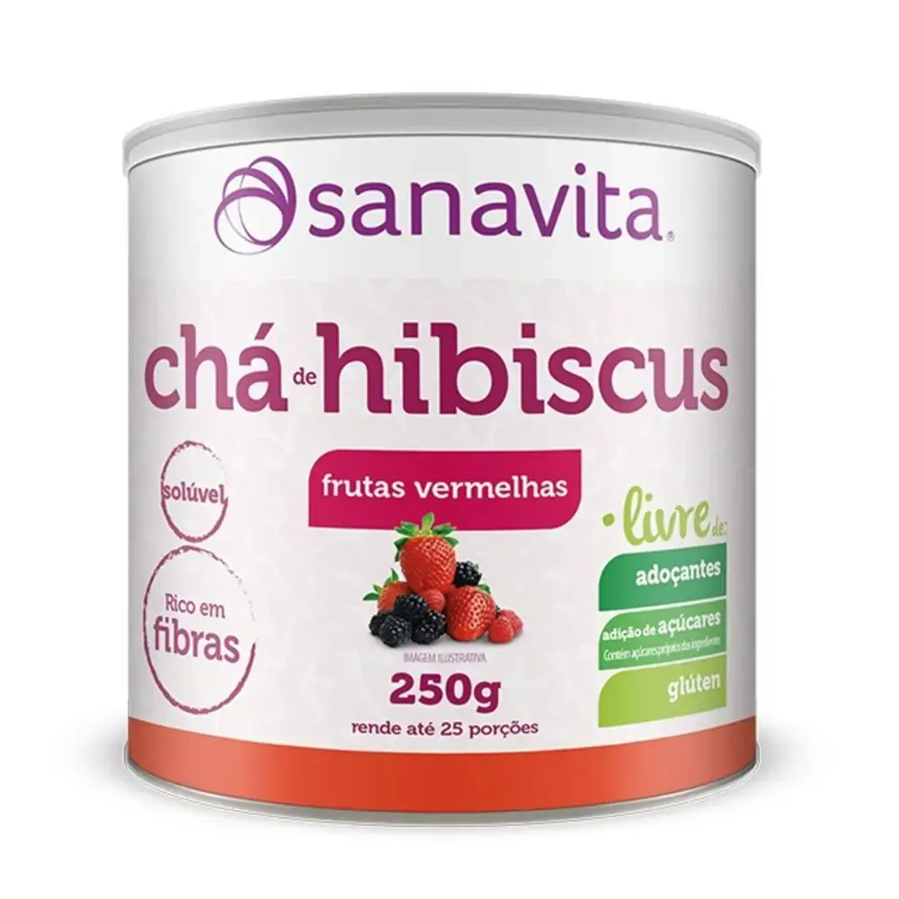 Cha Hibiscus Livre Frutas Vermelhas 250g 4545 Sanavita