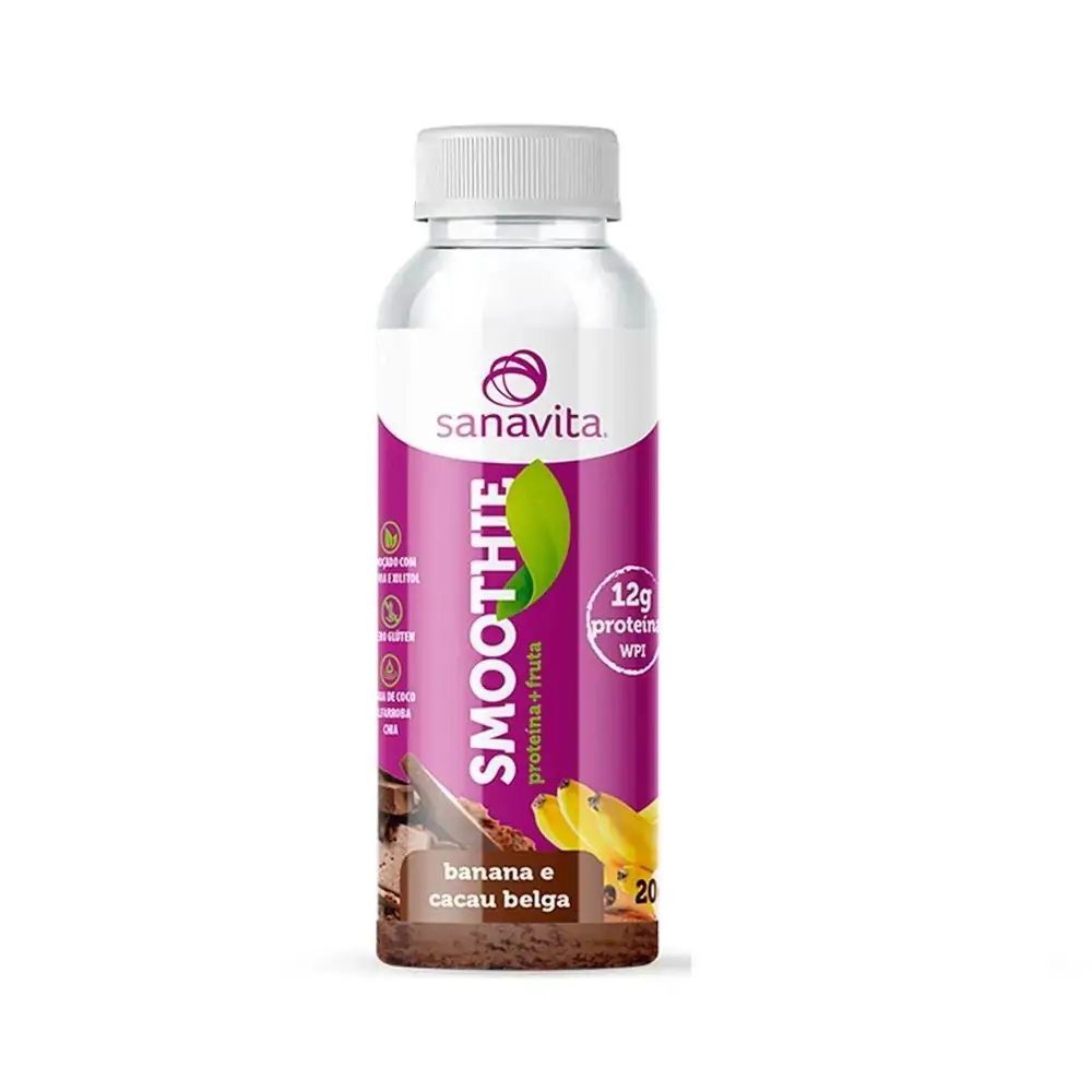 Smoothie Banana Com Cacau Belga Frasco Sanavita