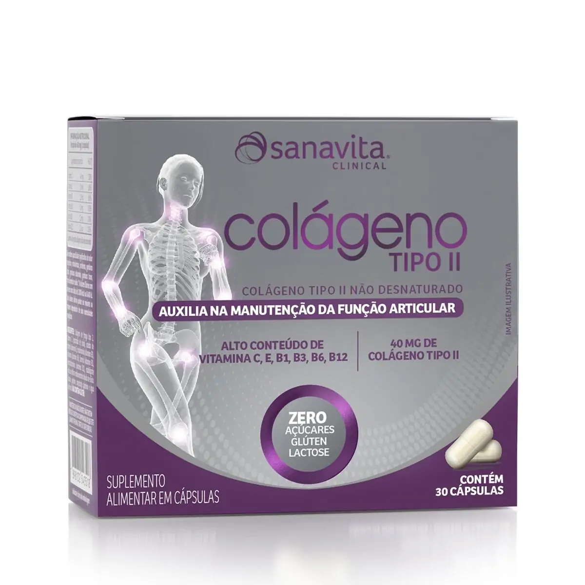 Colágeno Tipo II 40mg 30caps - Sanavita