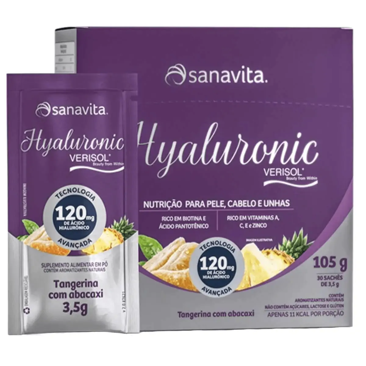 Sanavita Hyaluronic Verisol - Cranberry/Limão 120mg (30 Sachês)
