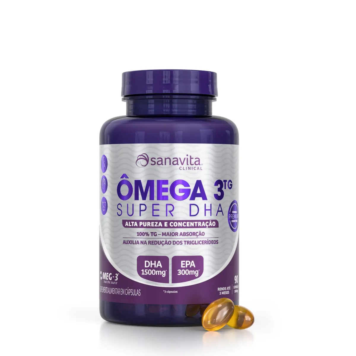 Omega 3TG Super DHA Frasco 90 cápsulas Sanavita