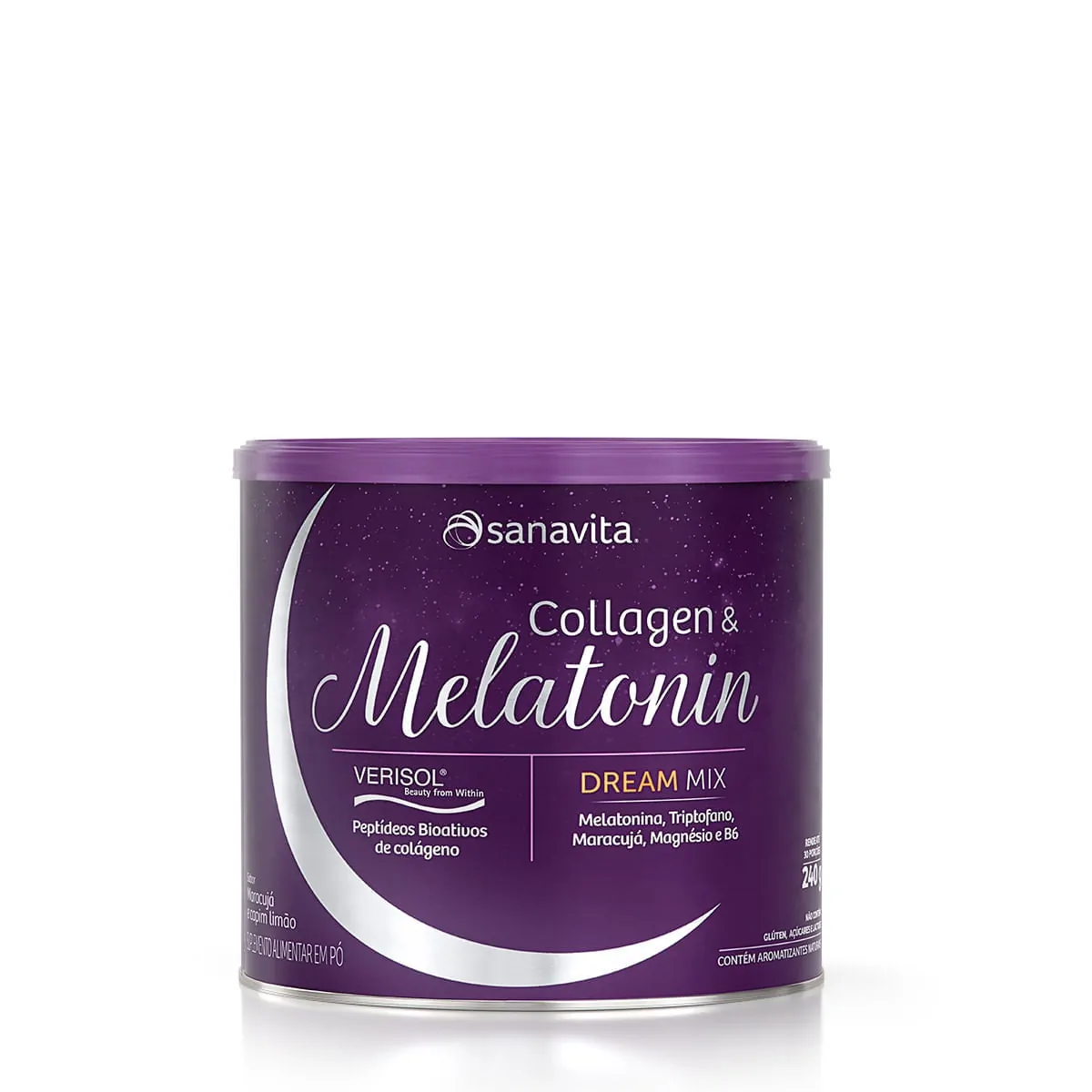 Melatonina e Colágeno da Collagen & Melatonin Maracujá e Capim Limão 240g Sanavita