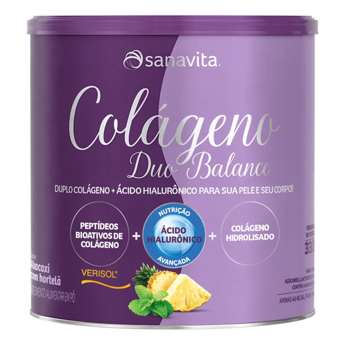 Colágeno Pó Abacaxi Com Hortelã Sanavita Duo Balance Lata 330g