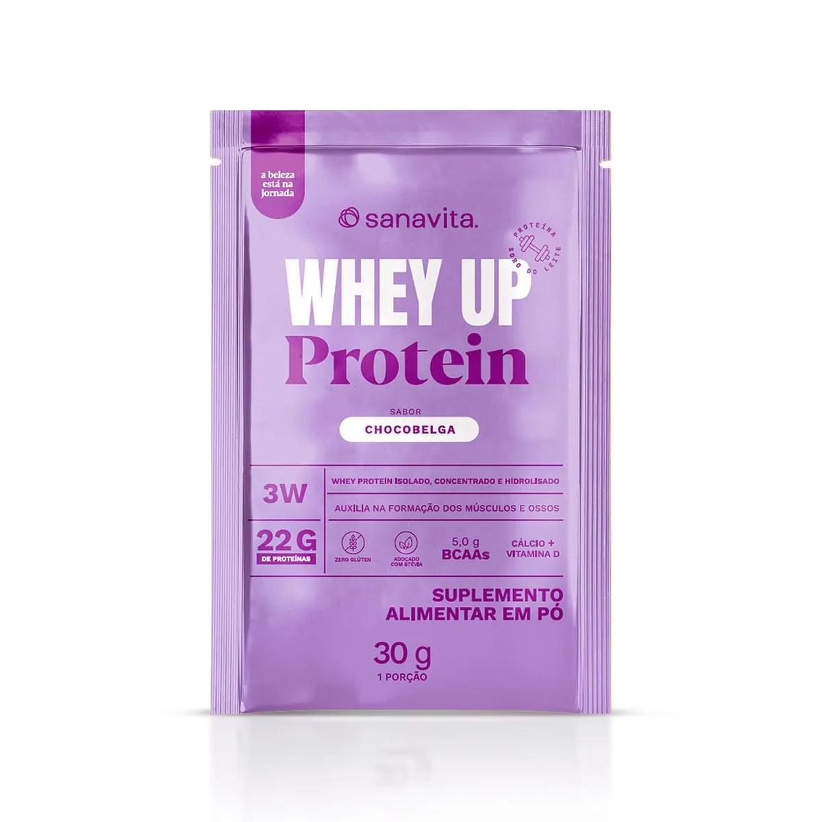 Sachê Whey Protein 3W + BCAA 30g Sabor Chocolate Belga Sanavita