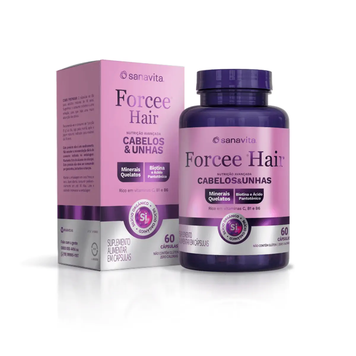 Forcee Hair Frasco 60 cápsulas 30 doses Sanavita