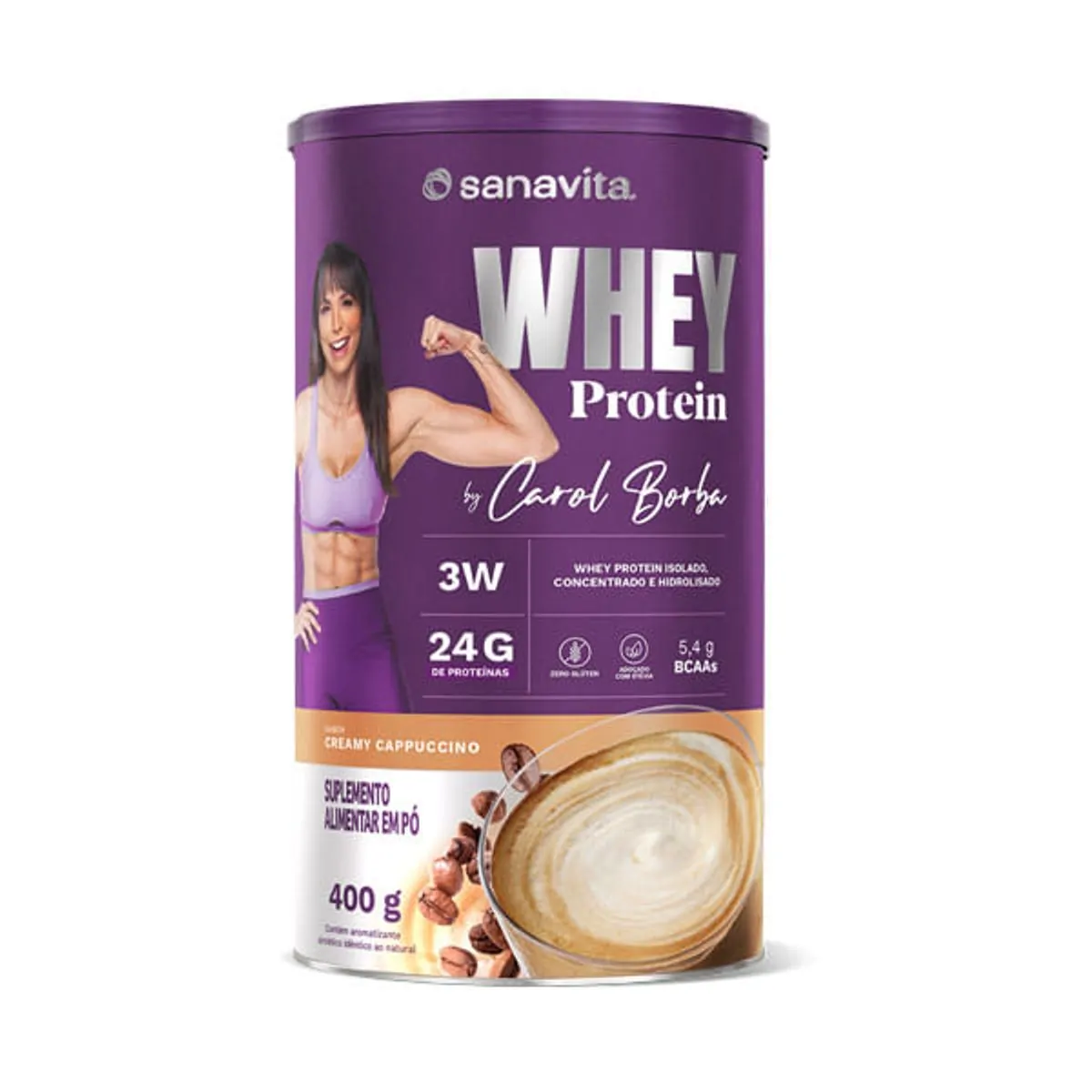 Whey Protein by Carol Borba Creamy Cappuccino 400g 13 doses Sanavita