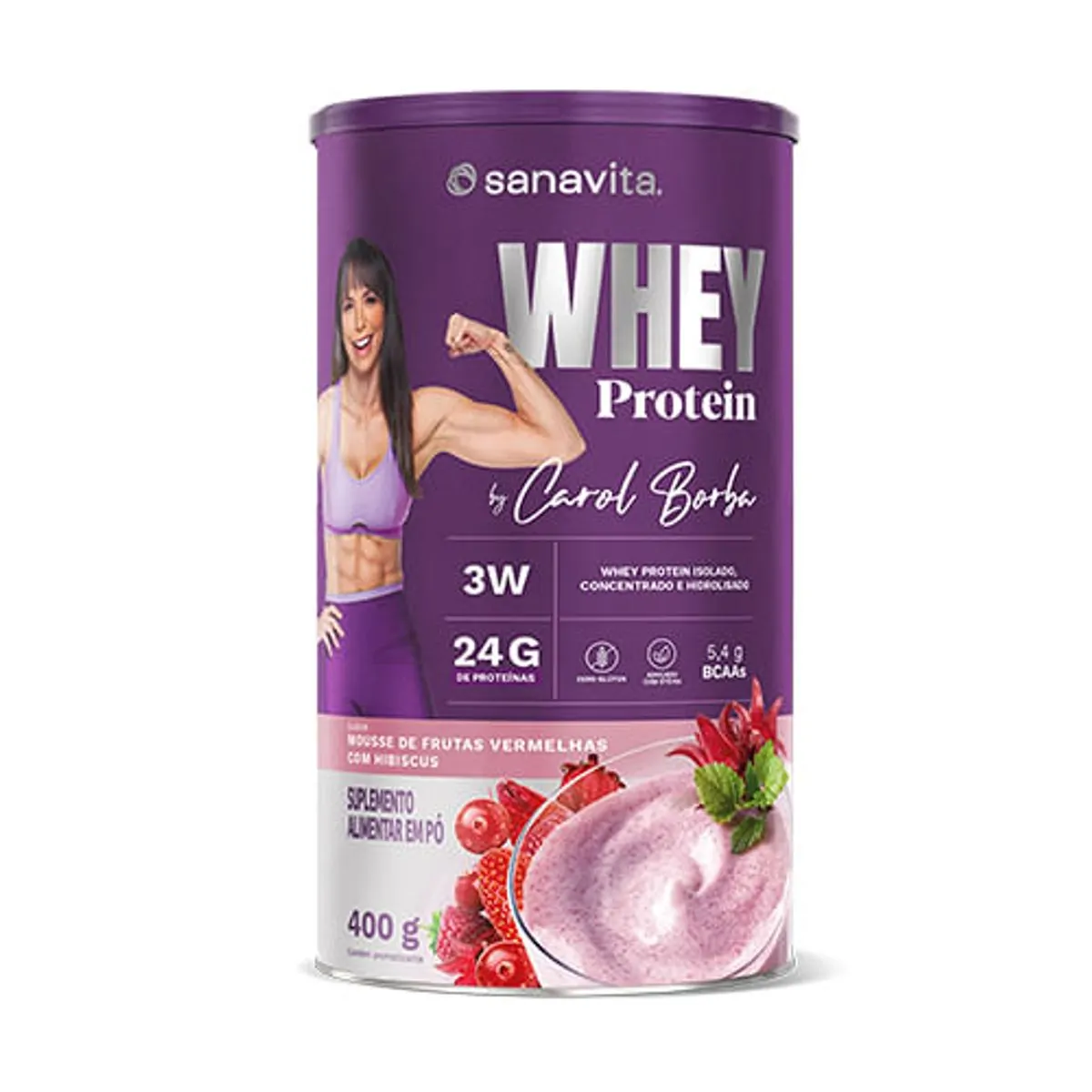 Whey Protein by Carol Borba Mousse de Frutas Vermelhas com Hibiscus 400g Cerca de 13 doses Sanavit