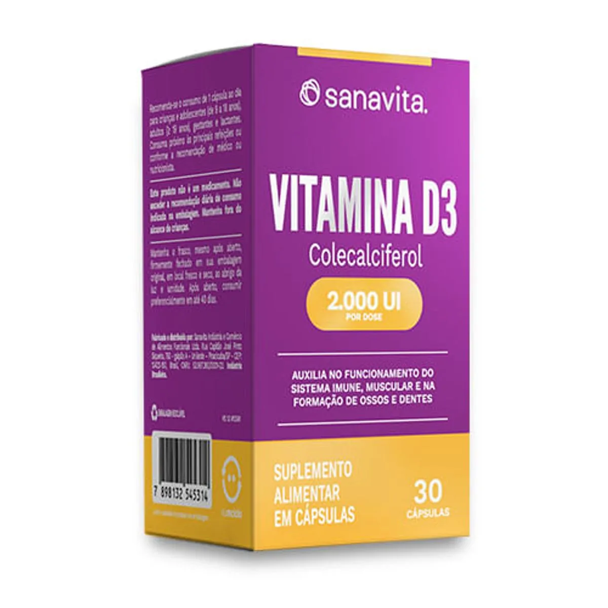 Vitamina D3 2000ui Sanavita Caixa 30 Cápsulas