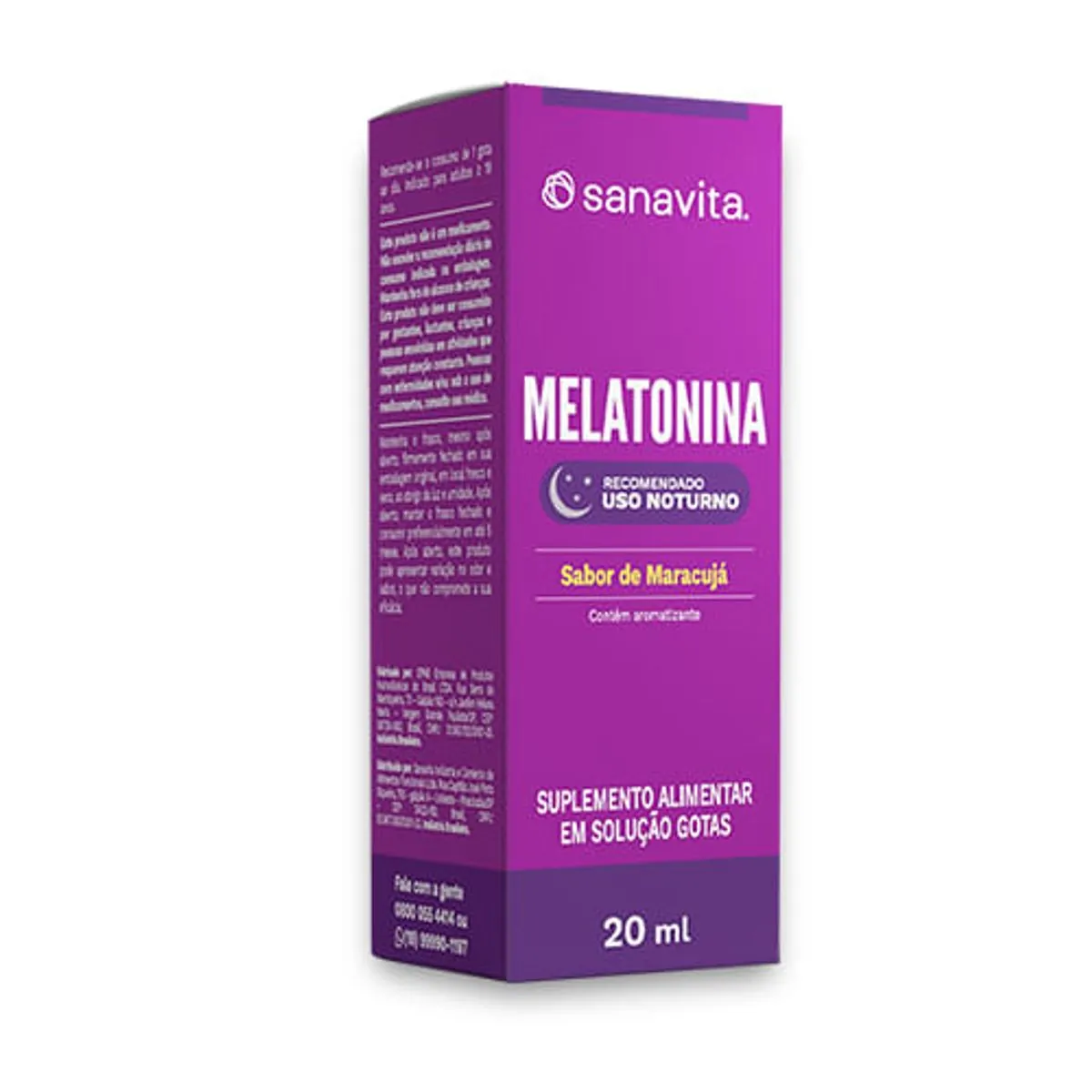 Melatonina Maracujá Sanavita Caixa 20ml Solução Gotas