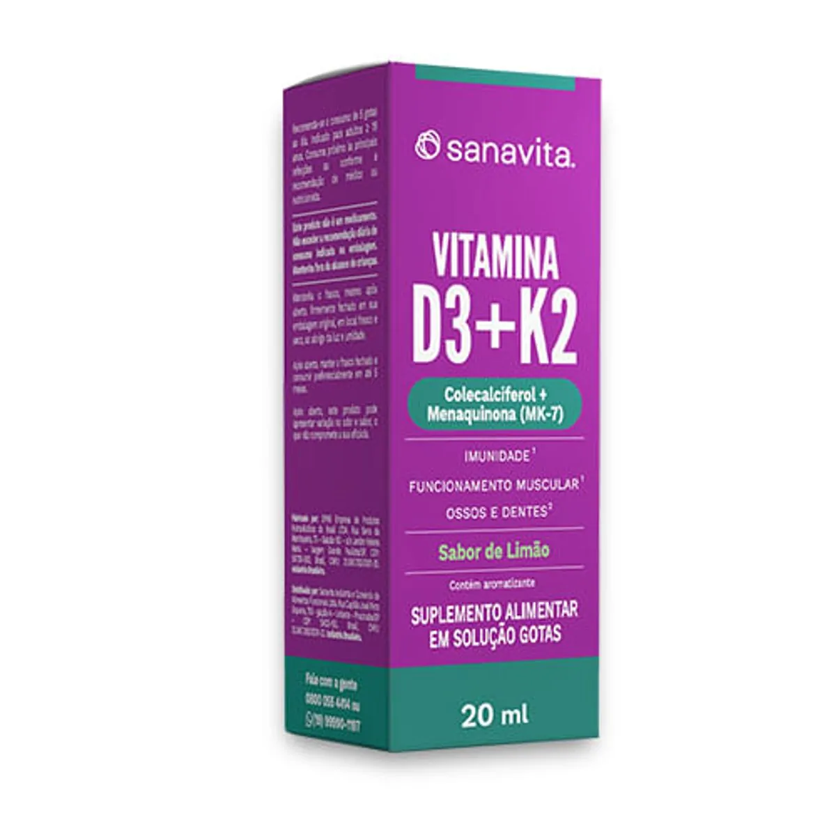 Vitamina K2+D3 Frasco em Gotas 20ML Sanavita