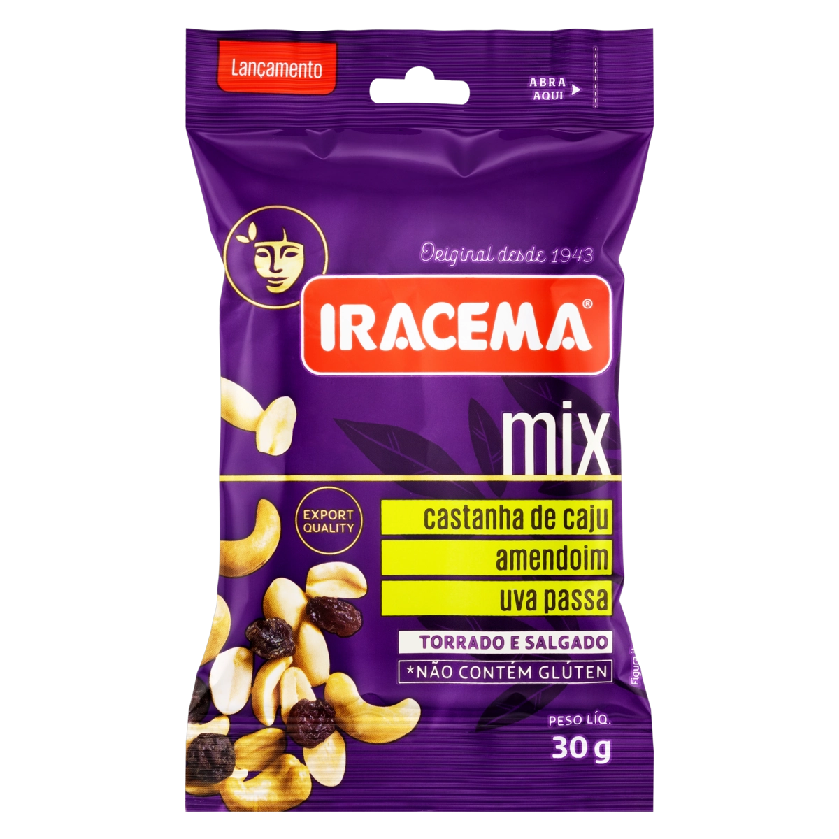 Mix De Castanha De Caju, Amendoim E Uva Passa Torrado E Salgado Iracema Pacote 30g