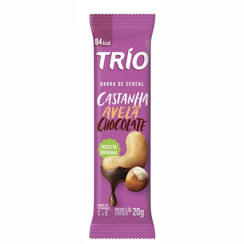 Barra De Cereal Sabor Avelã, Castanha E Chocolate Trio 20g