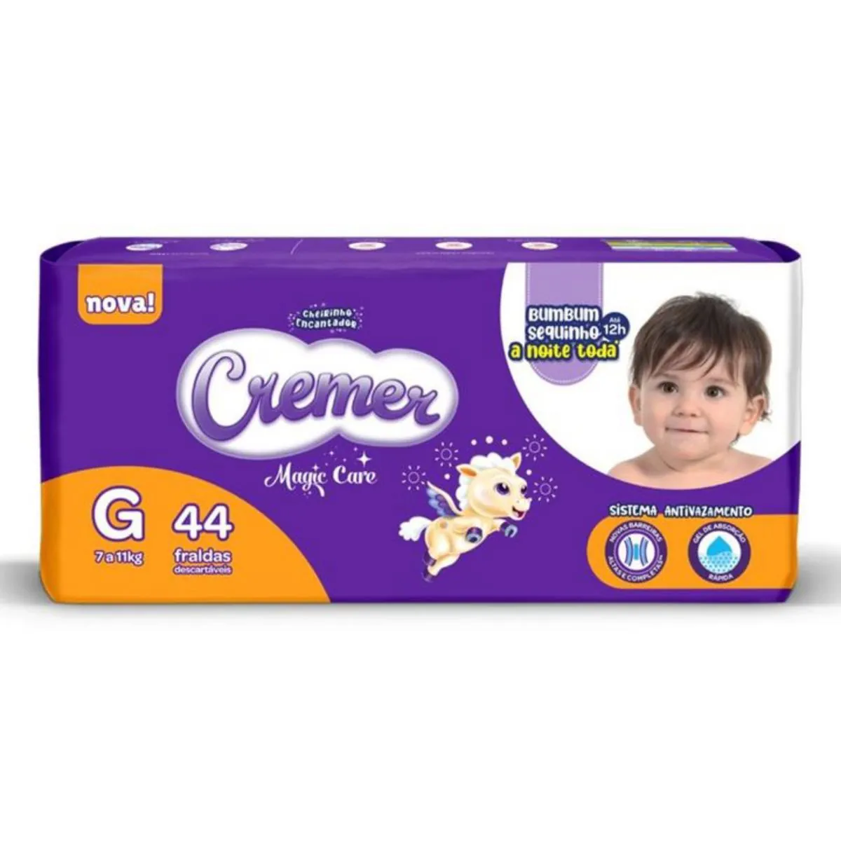 Fralda Descartável Infantil Cremer Magic Care G Pacote 44 Unidades