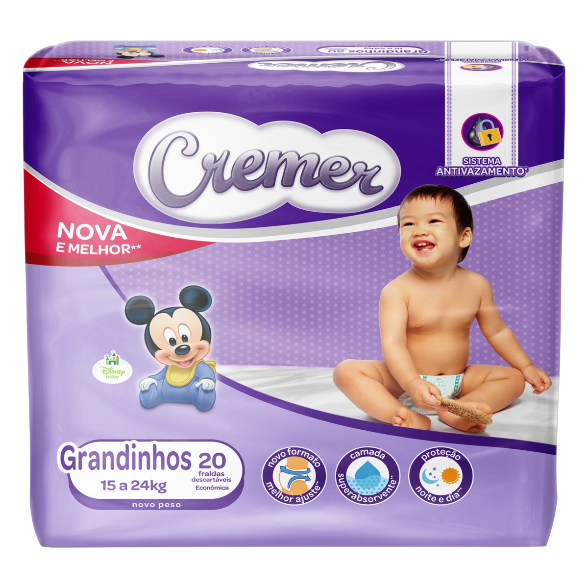 Fralda Descartável Infantil Cremer Grandinhos Pacote 20 Unidades