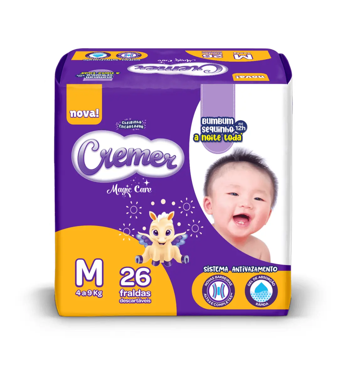 Fralda Descartável Infantil Cremer Magic Care M Pacote 26 Unidades