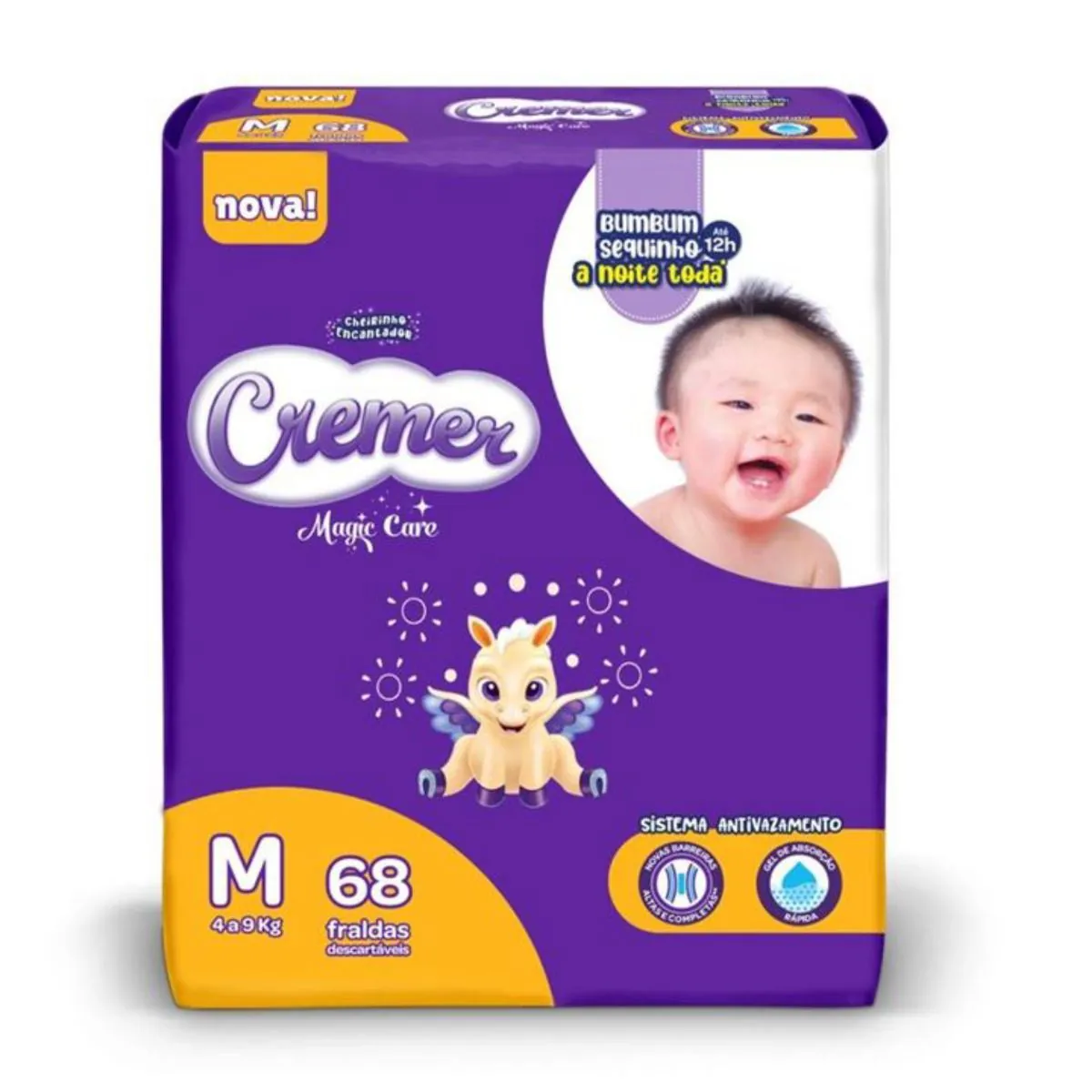 Fralda Descartável Infantil Cremer Magic Care M Pacote 68 Unidades