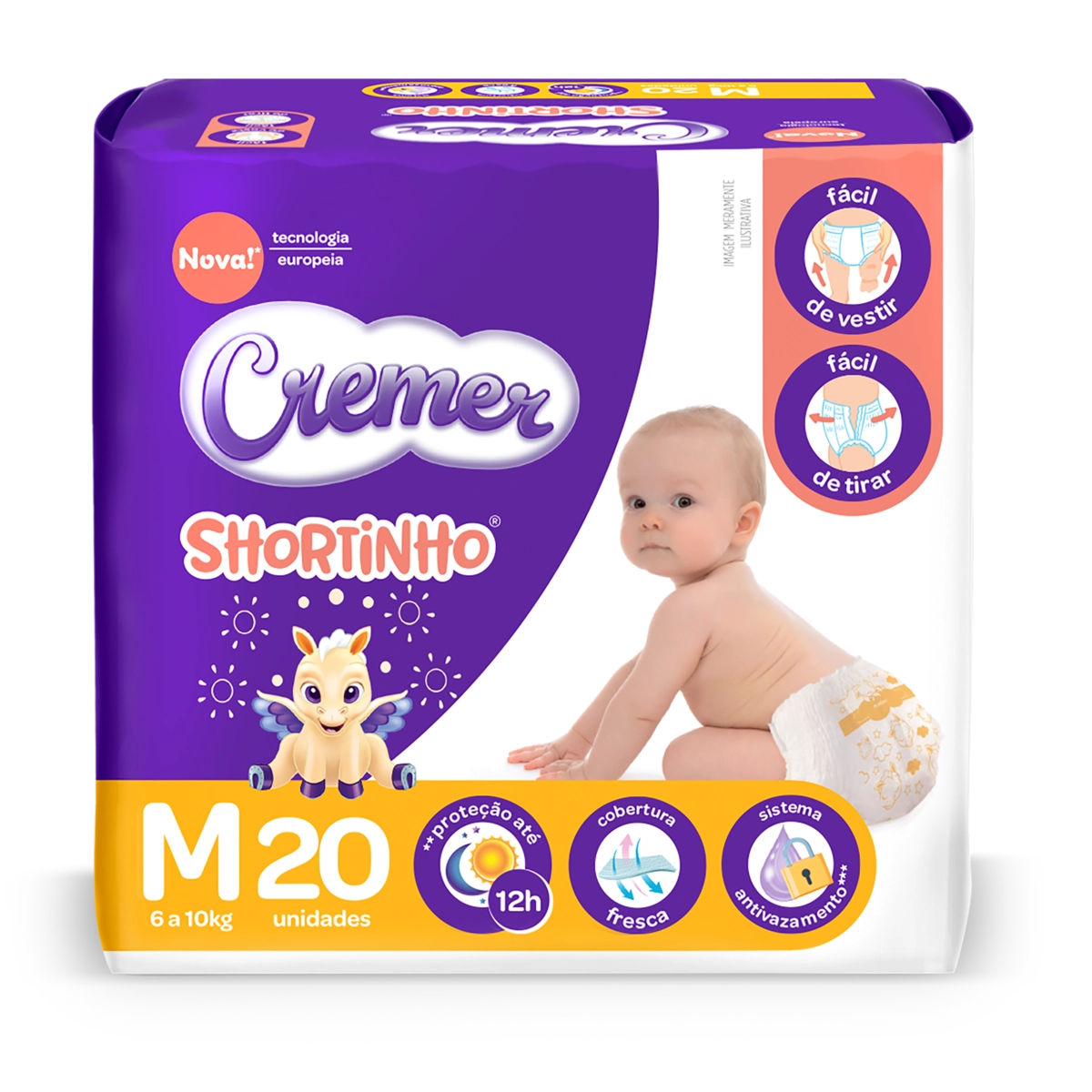Fralda Descartável Infantil Shortinho Cremer M Pacote 20 Unidades