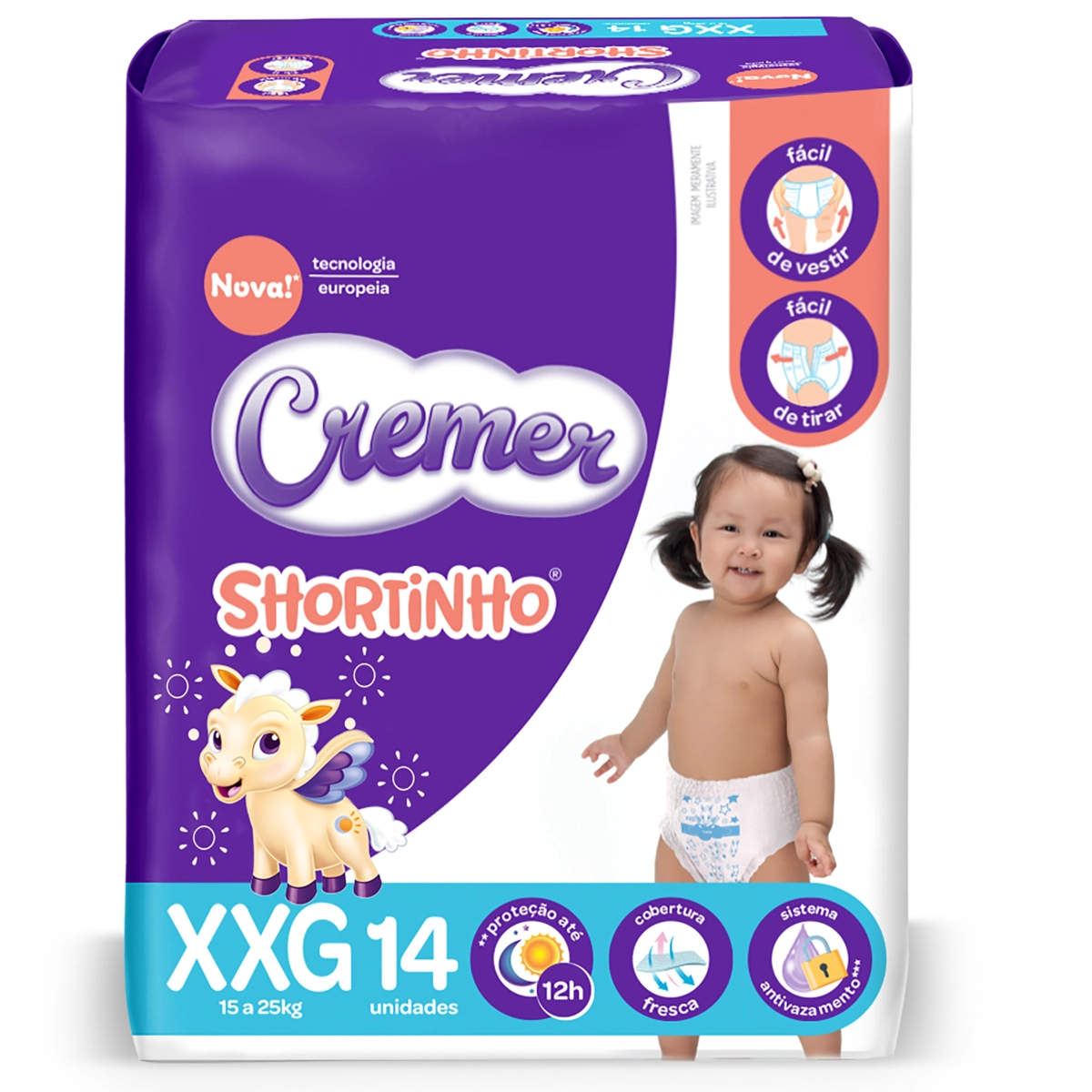 Fralda Descartável Infantil Shortinho Cremer Xxg Pacote 14 Unidades