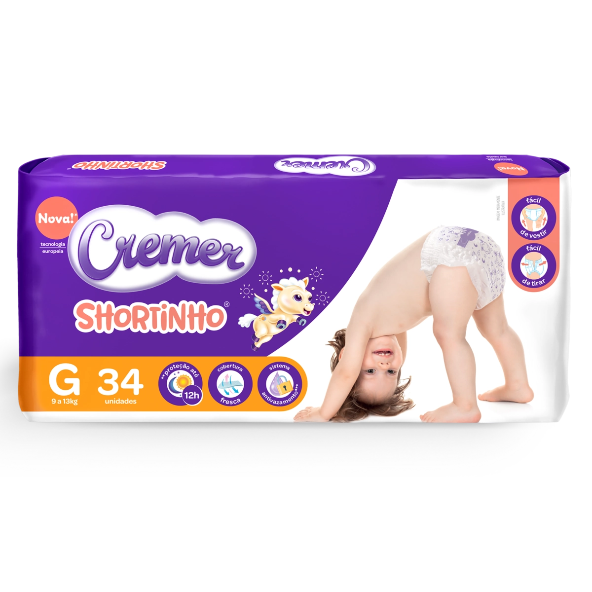 Fralda Descartável Infantil Shortinho Cremer G Pacote 34 Unidades