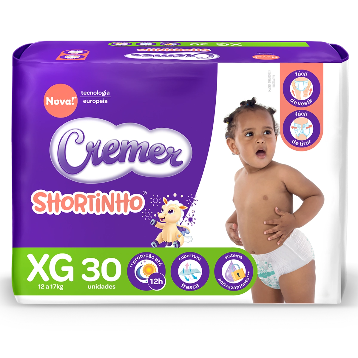 Fralda Descartável Infantil Shortinho Cremer Xg Pacote 30 Unidades