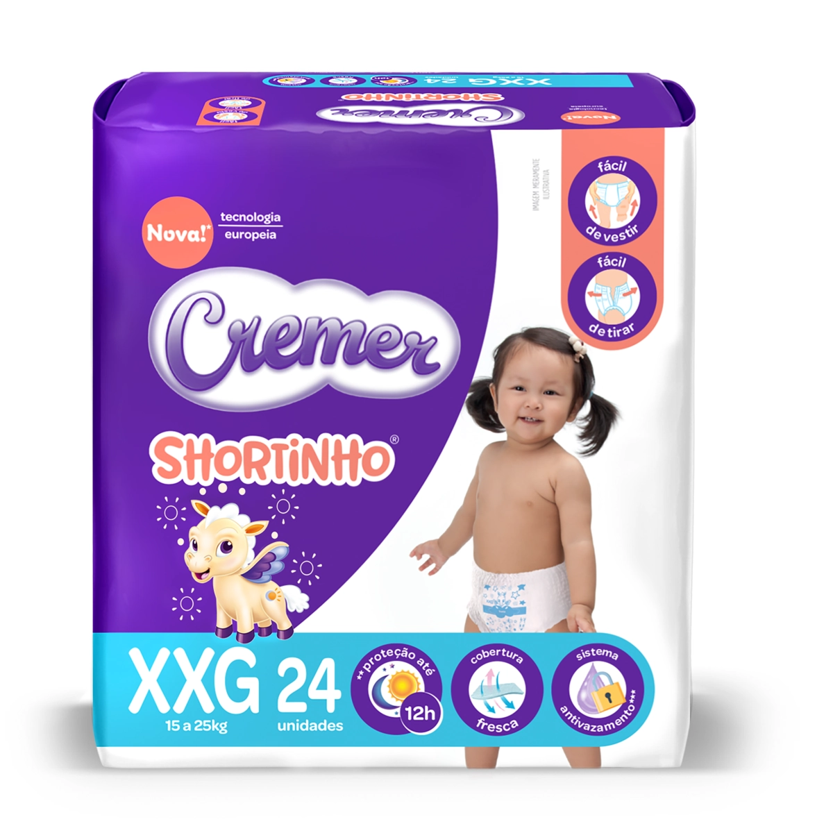 Fralda Descartável Infantil Shortinho Cremer Xxg Pacote 24 Unidades