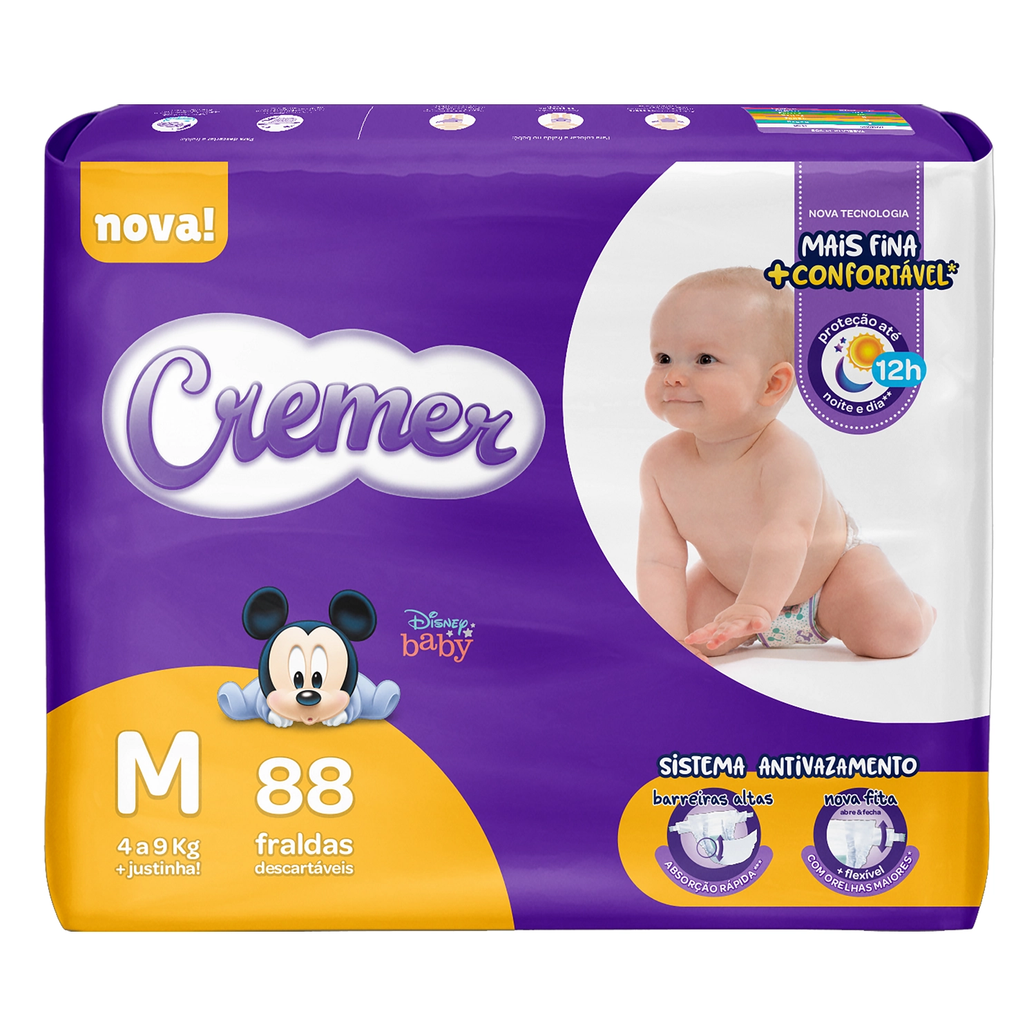Fralda Descartável Infantil Cremer Magic Care M Pacote 88 Unidades