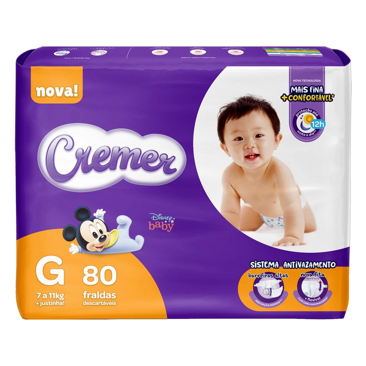 Fralda Descartável Infantil Cremer Magic Care G Pacote 80 Unidades