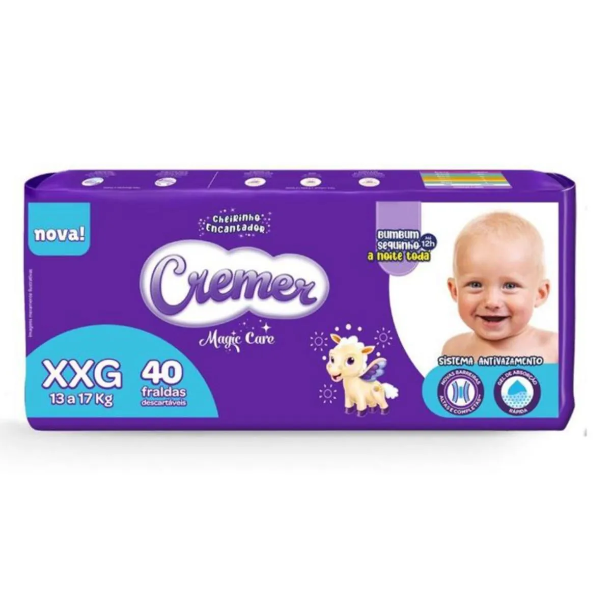 Fralda Descartável Infantil Cremer Magic Care Xxg Pacote 40 Unidades