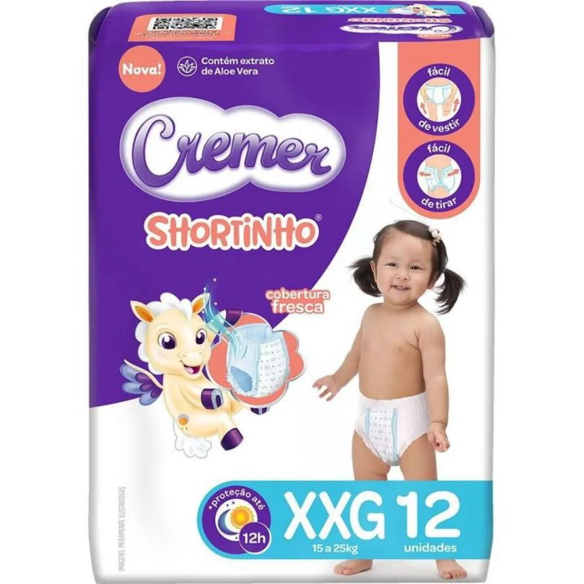 Fralda Descartável Infantil Shortinho Cremer Xxg Pacote 12 Unidades