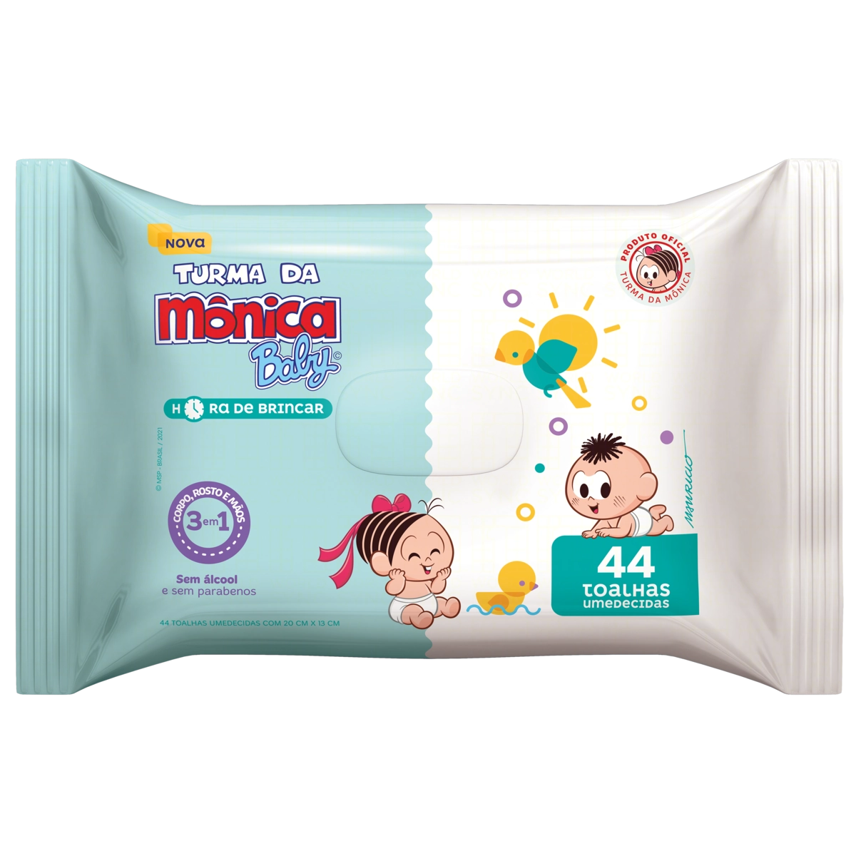 Toalha Umedecida Infantil Turma Da Mônica Baby Hora De Brincar Pacote 44 Unidades