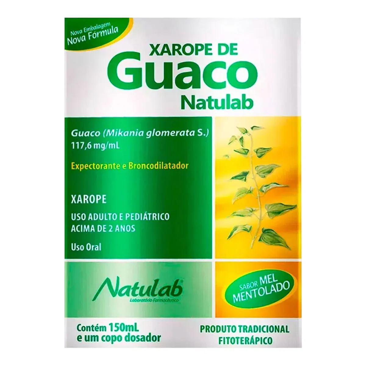 Xarope Guaco 117,6mg/ml Mel Mentolado Natulab Caixa 150ml Copo Dosador