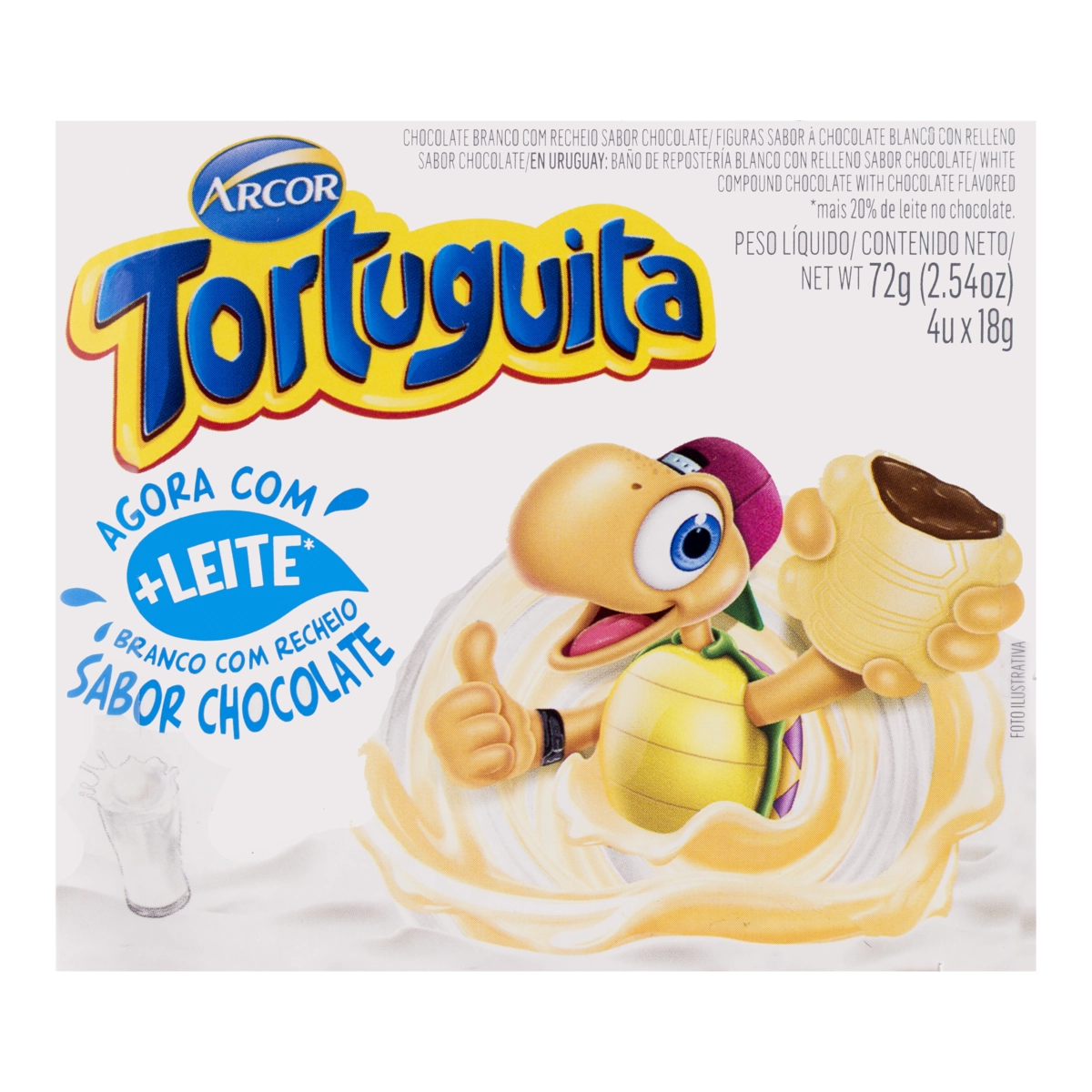 Chocolate Branco Com Recheio Chocolate Arcor Tortuguita 72g