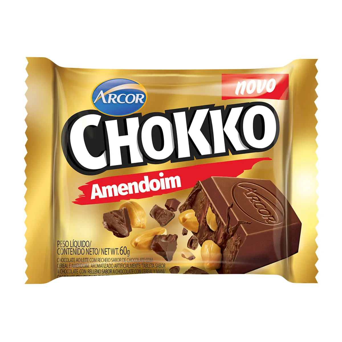 Chocolate Ao Leite Com Amendoim Chokko Pacote 60g