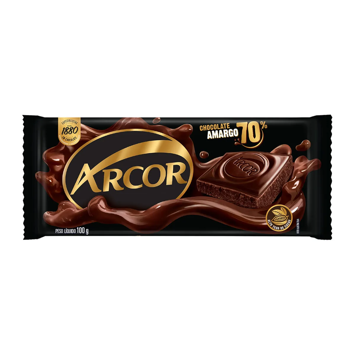 Chocolate Amargo 70 Cacau Arcor Pacote 100g