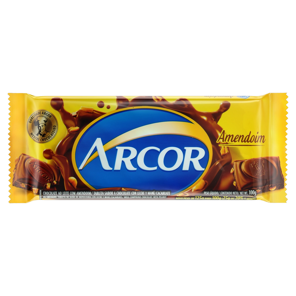 Chocolate Ao Leite Com Amendoim Arcor Pacote 100g