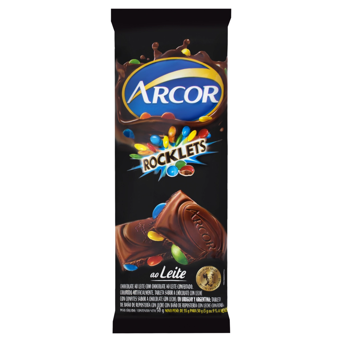 Chocolate Ao Leite Rocklets Arcor Pacote 50g