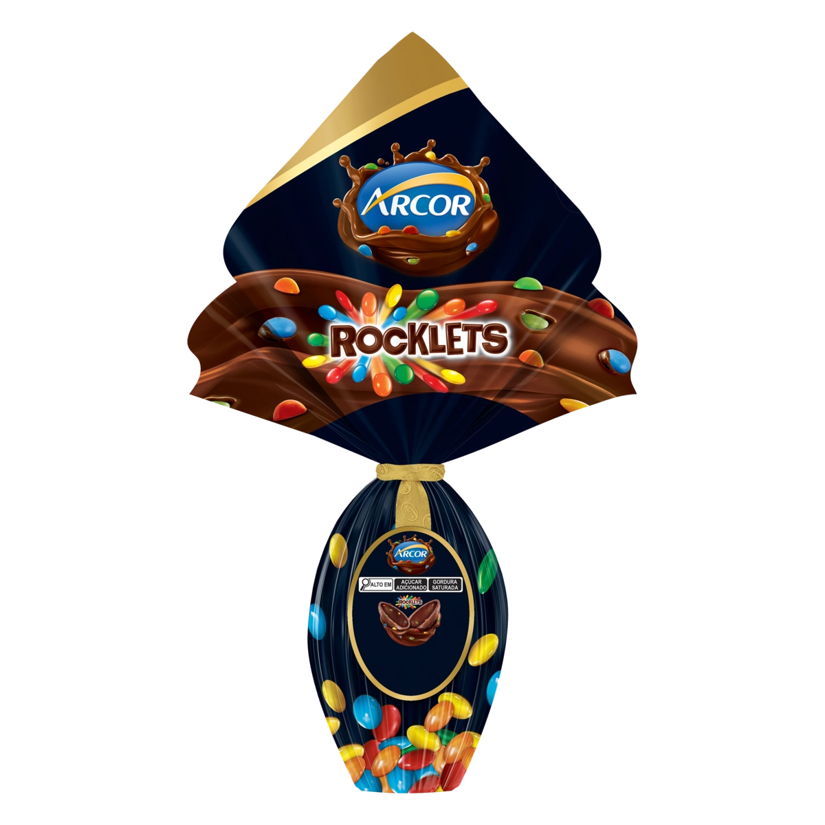 Ovo De Páscoa ARCOR Rocklets Chocolate Ao Leite Com Chocolate Confeitado 205g
