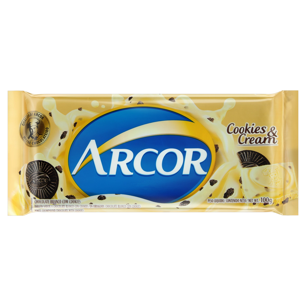 Chocolate Branco Cookies Cream Arcor Pacote 100g