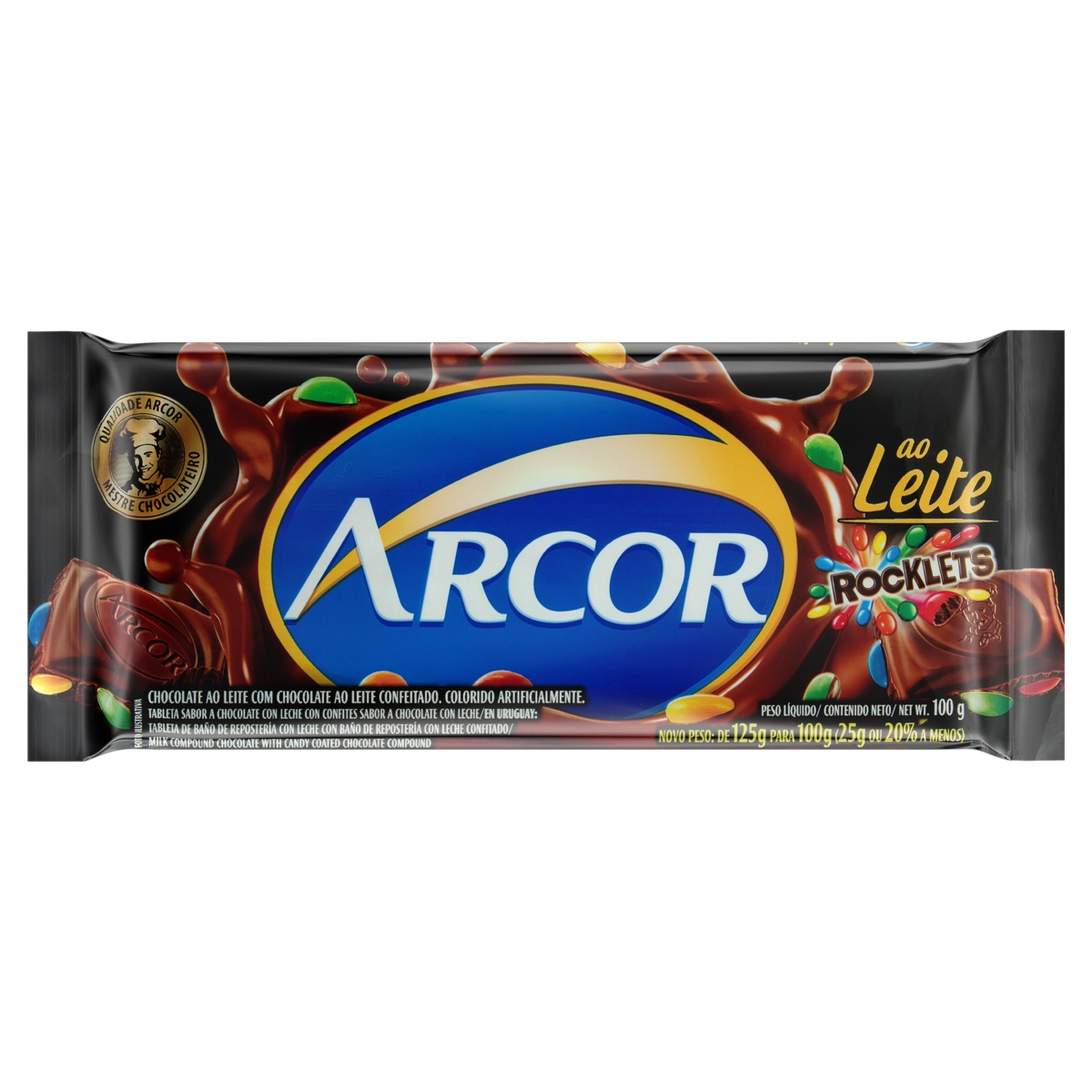 Chocolate Ao Leite Rocklets Arcor Pacote 100g