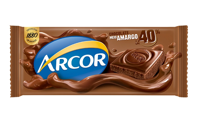 Chocolate Meio Amargo 40 Cacau Arcor Pacote 80g