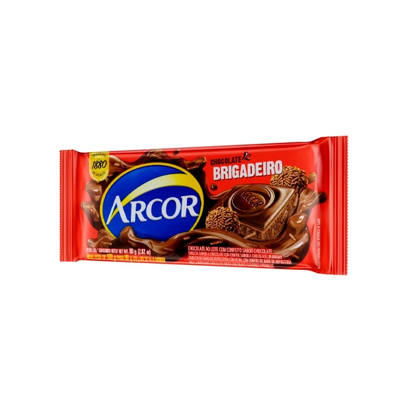 Chocolate Ao Leite Brigadeiro Arcor Pacote 80g