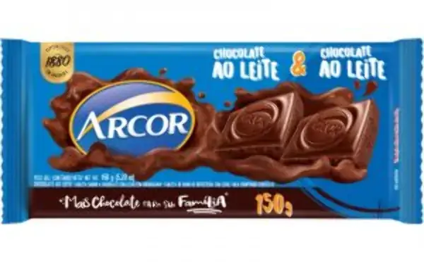 Choc Barra Arcor Ao Leite 150g